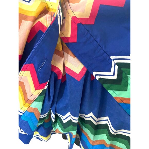 Plenty By Tracy Reese Amy Chevron Print Dress Blue Size 6 Coastal Pride #Boho - Picture 6 of 15